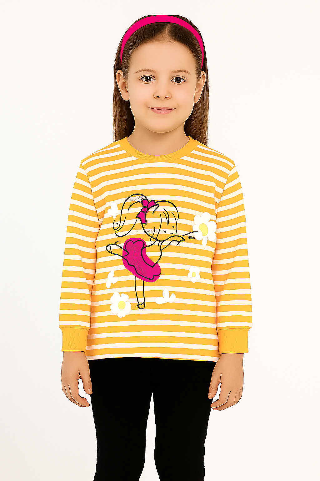 Chicago 1986 Baskılı Kız Çocuk Kırmızı İspanyol Paça Alt Üst Takım