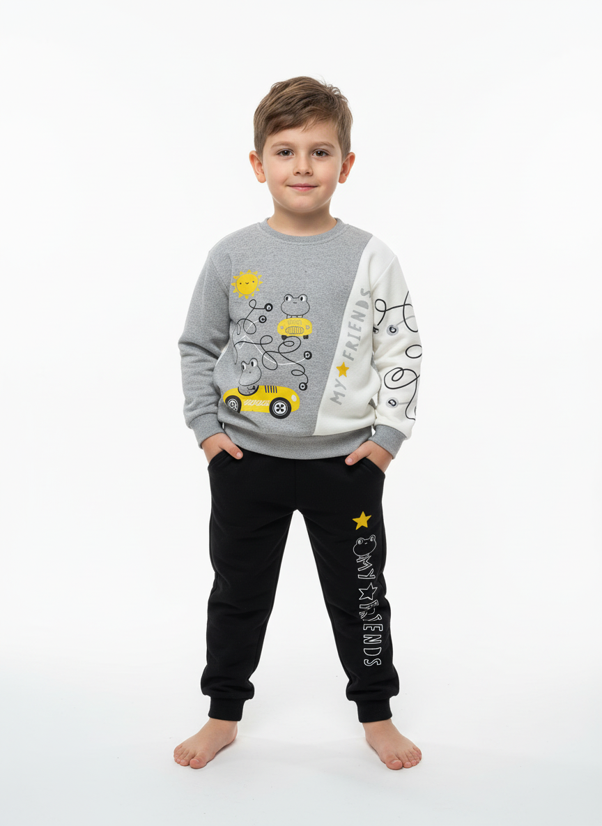 Kırmızı Spiderman Baskılı İçi Polarlı Erkek Çocuk Eşofman Takımı (1-6 Yaş)