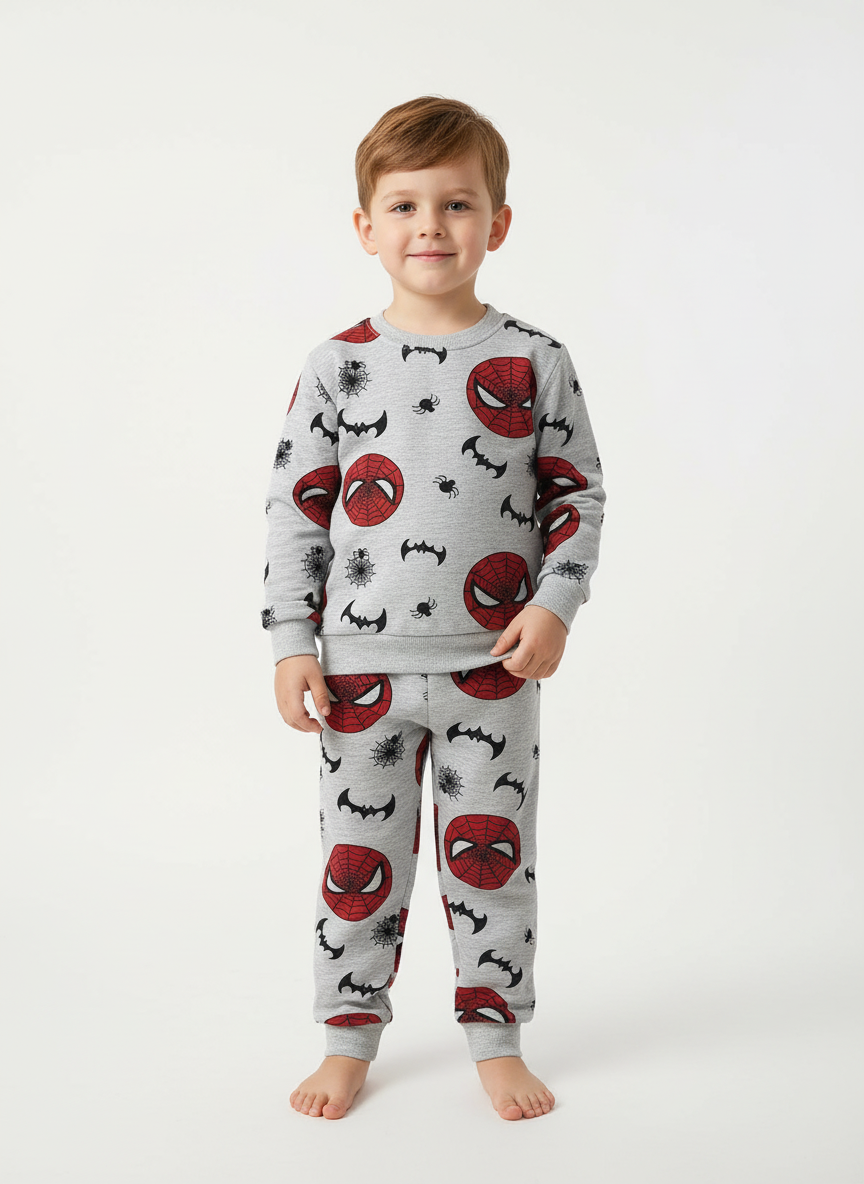 Arabalı Baskılı Bej Erkek Çocuk Pijama Takımı – 2-6 Yaş