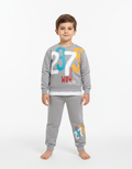 Gri 2375 Baskılı Katman Görünümlü Erkek Çocuk Eşofman Takımı (5-8 Yaş)