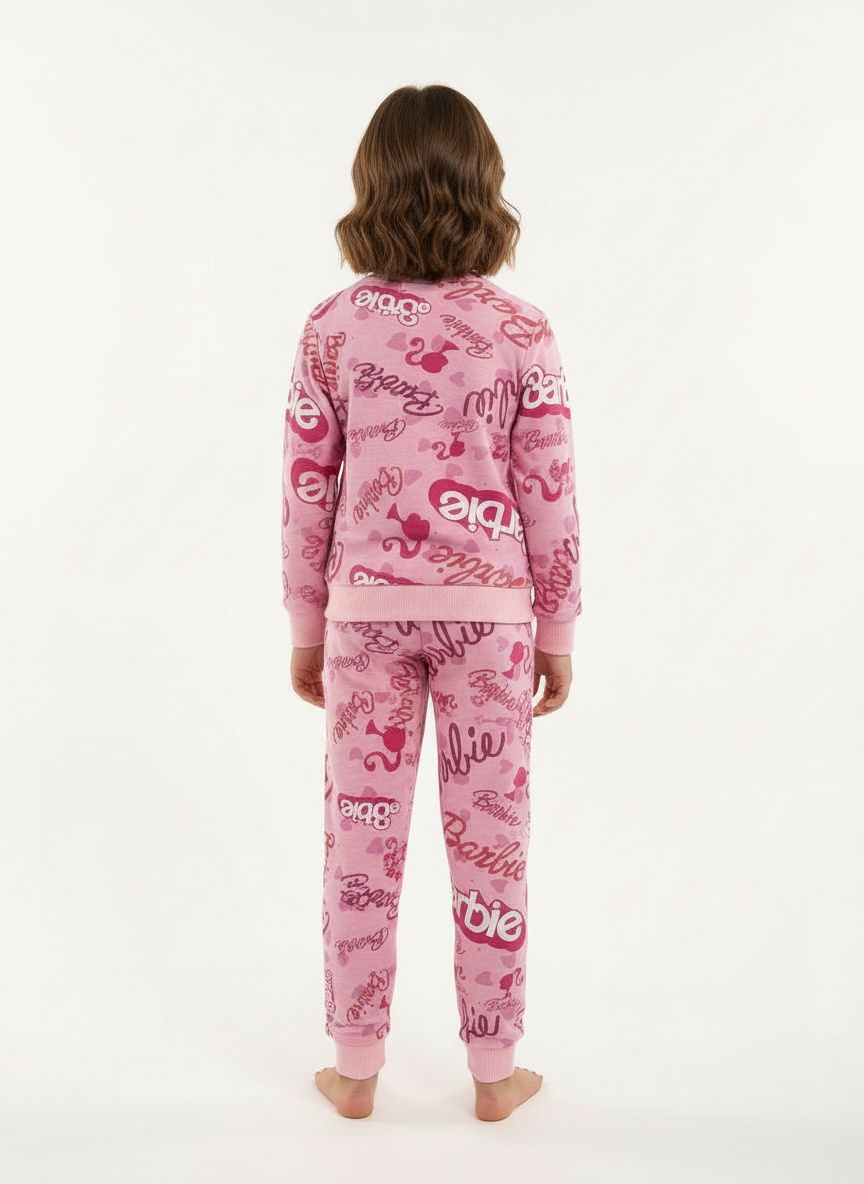Barbie Desenli Pembe Kız Çocuk Pijama Takımı – 3-7 Yaş