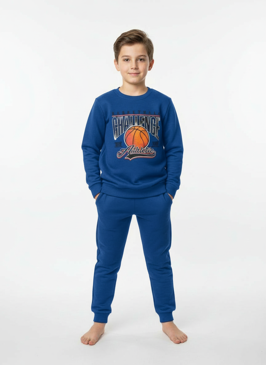 Lacivert Basketbol Baskılı Erkek Çocuk Alt Üst Takım – 3-11 Yaş