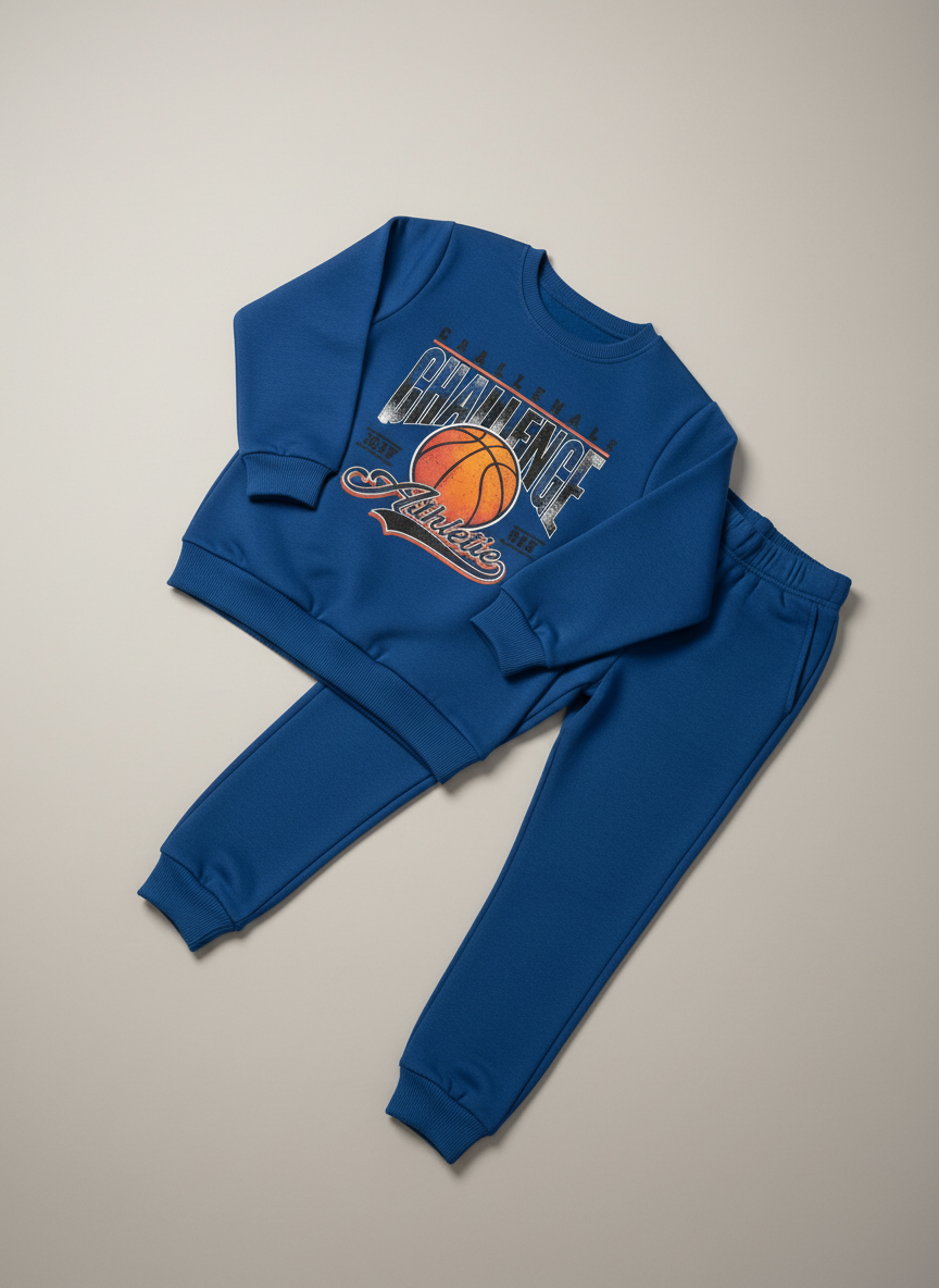 Lacivert Basketbol Baskılı Erkek Çocuk Alt Üst Takım – 3-11 Yaş