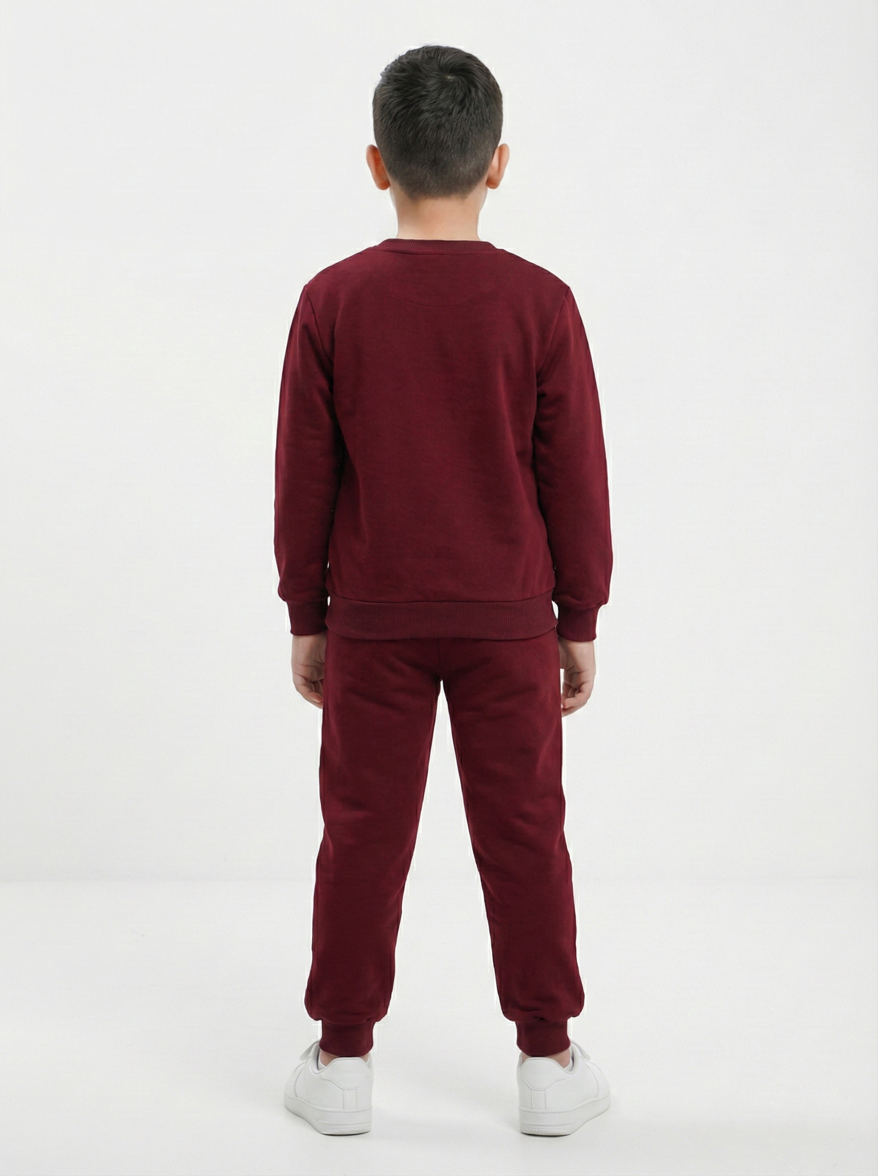 Bordo Basketbol Baskılı İçi Polarlı Erkek Çocuk Eşofman Takımı (2-6 Yaş)