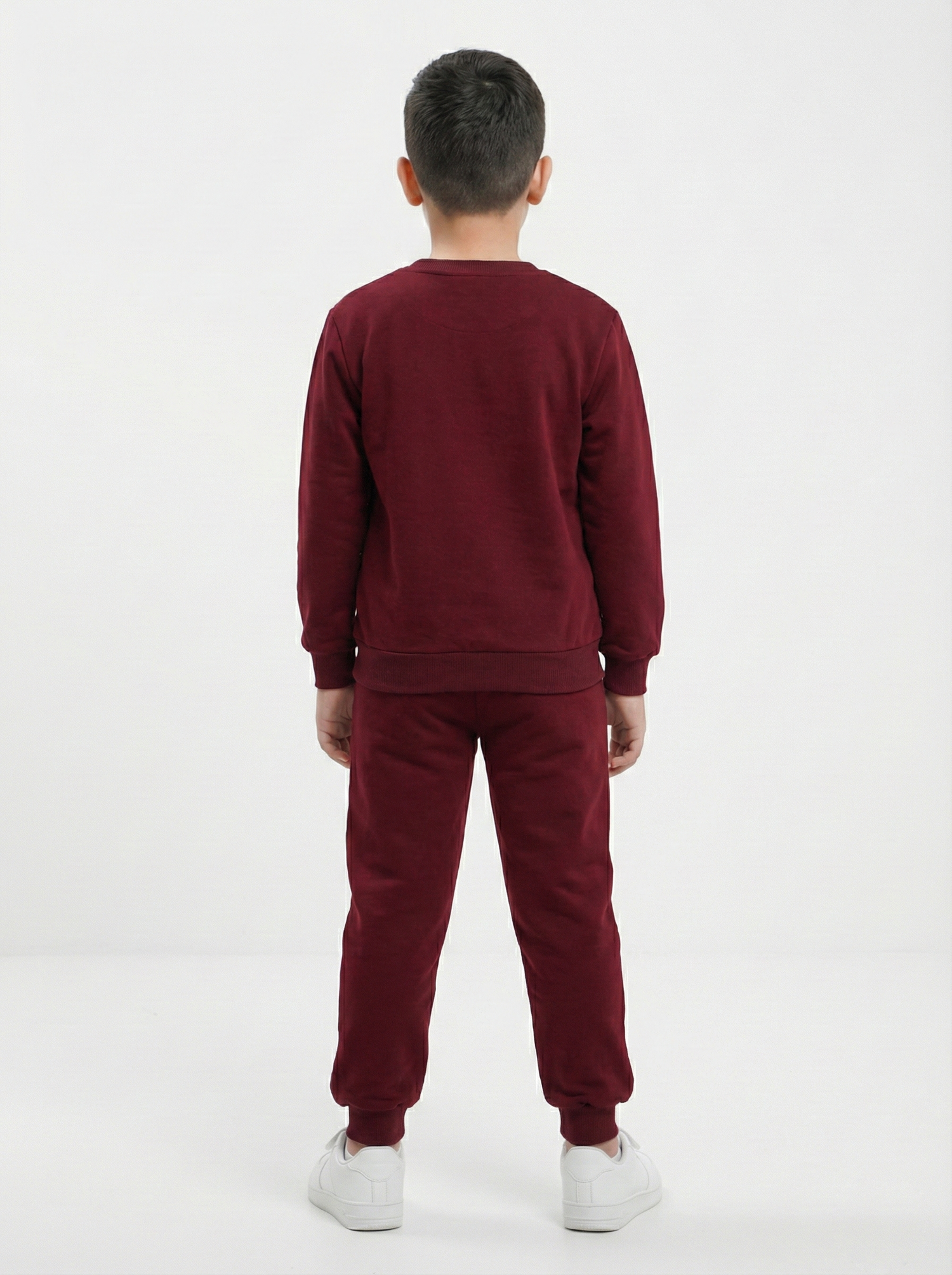 Bordo Basketbol Baskılı İçi Polarlı Erkek Çocuk Eşofman Takımı (2-6 Yaş)