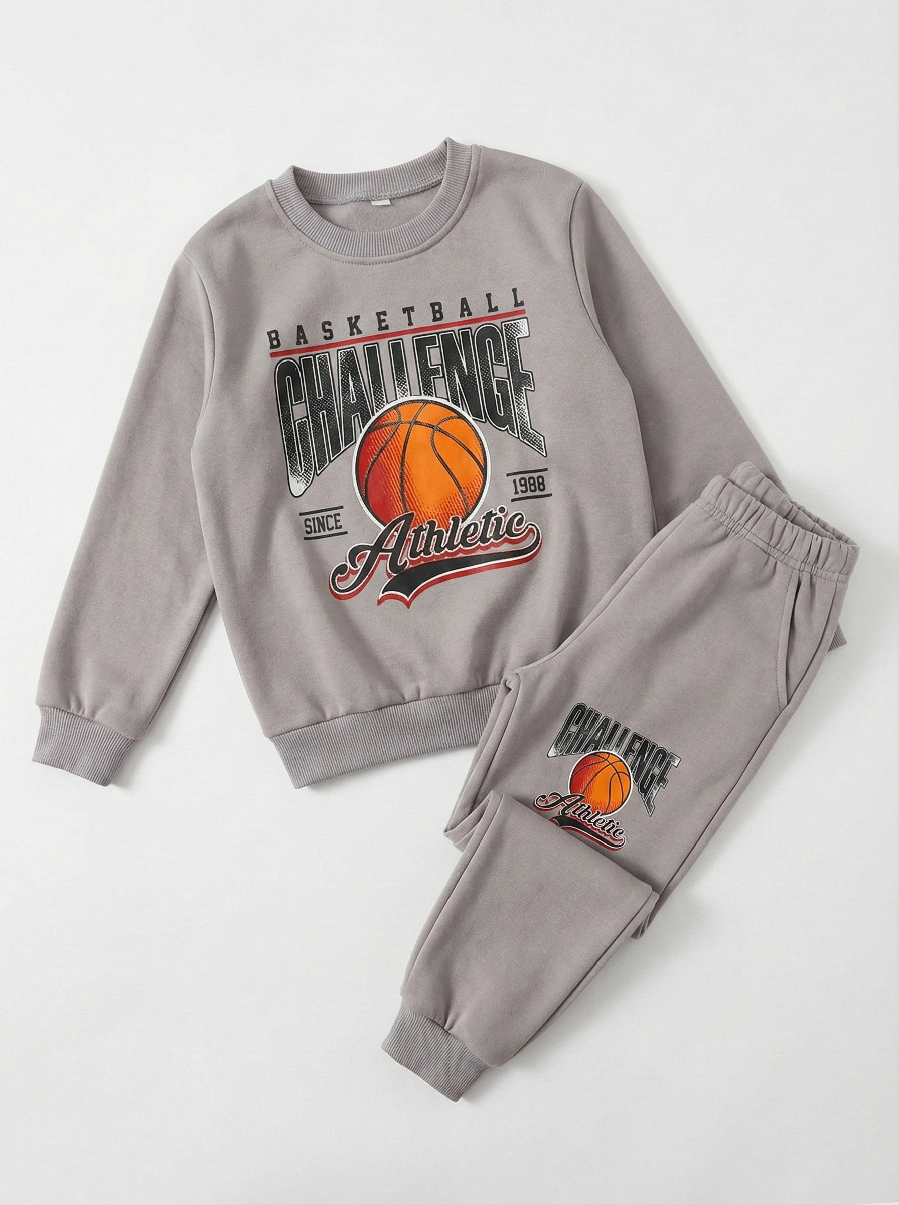 Vizon Basketbol Baskılı İçi Polarlı Erkek Çocuk Eşofman Takımı (2-6 Yaş)