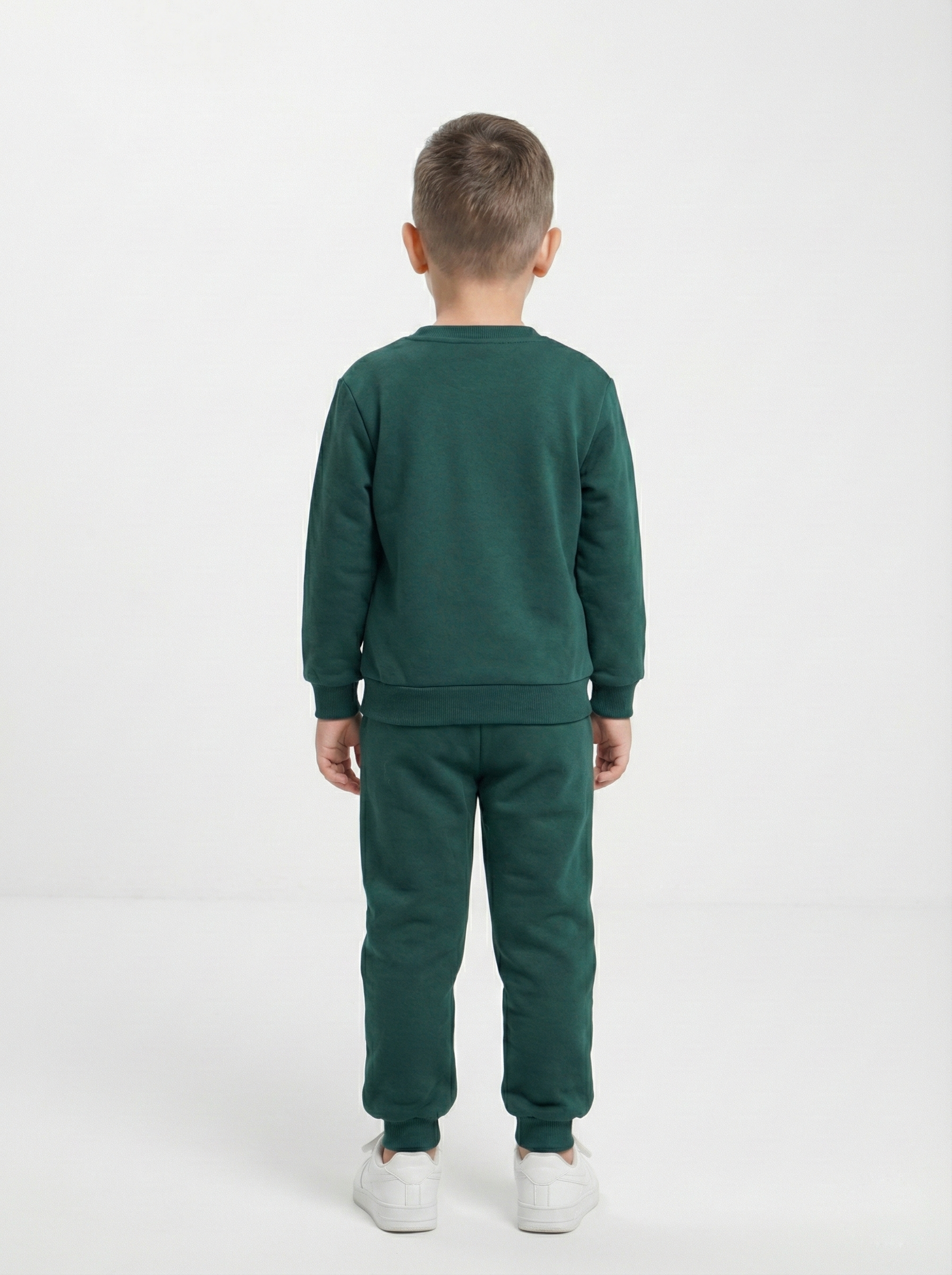 Zümrüt Yeşili Basketbol Baskılı İçi Polarlı Erkek Çocuk Eşofman Takımı (2-6 Yaş)