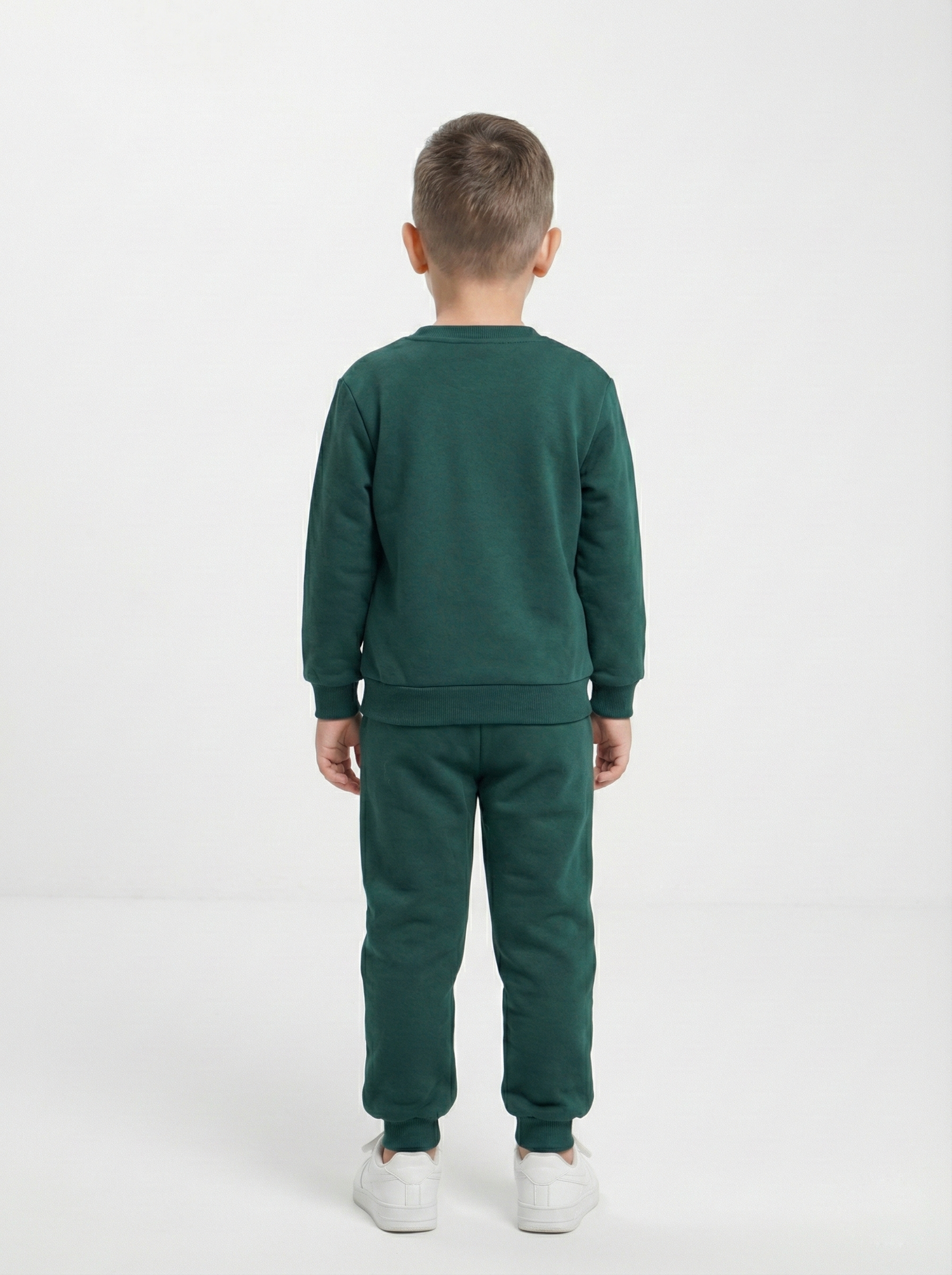 Zümrüt Yeşili Basketbol Baskılı İçi Polarlı Erkek Çocuk Eşofman Takımı (2-6 Yaş)