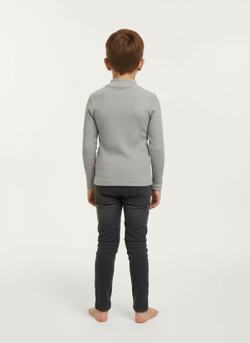 Esnek Fitilli Unisex Çocuk Gri Body – 5-8 Yaş