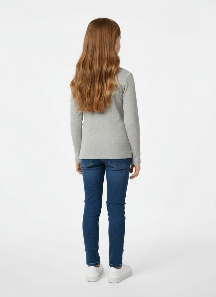 Esnek Fitilli Unisex Çocuk Gri Body – 5-8 Yaş