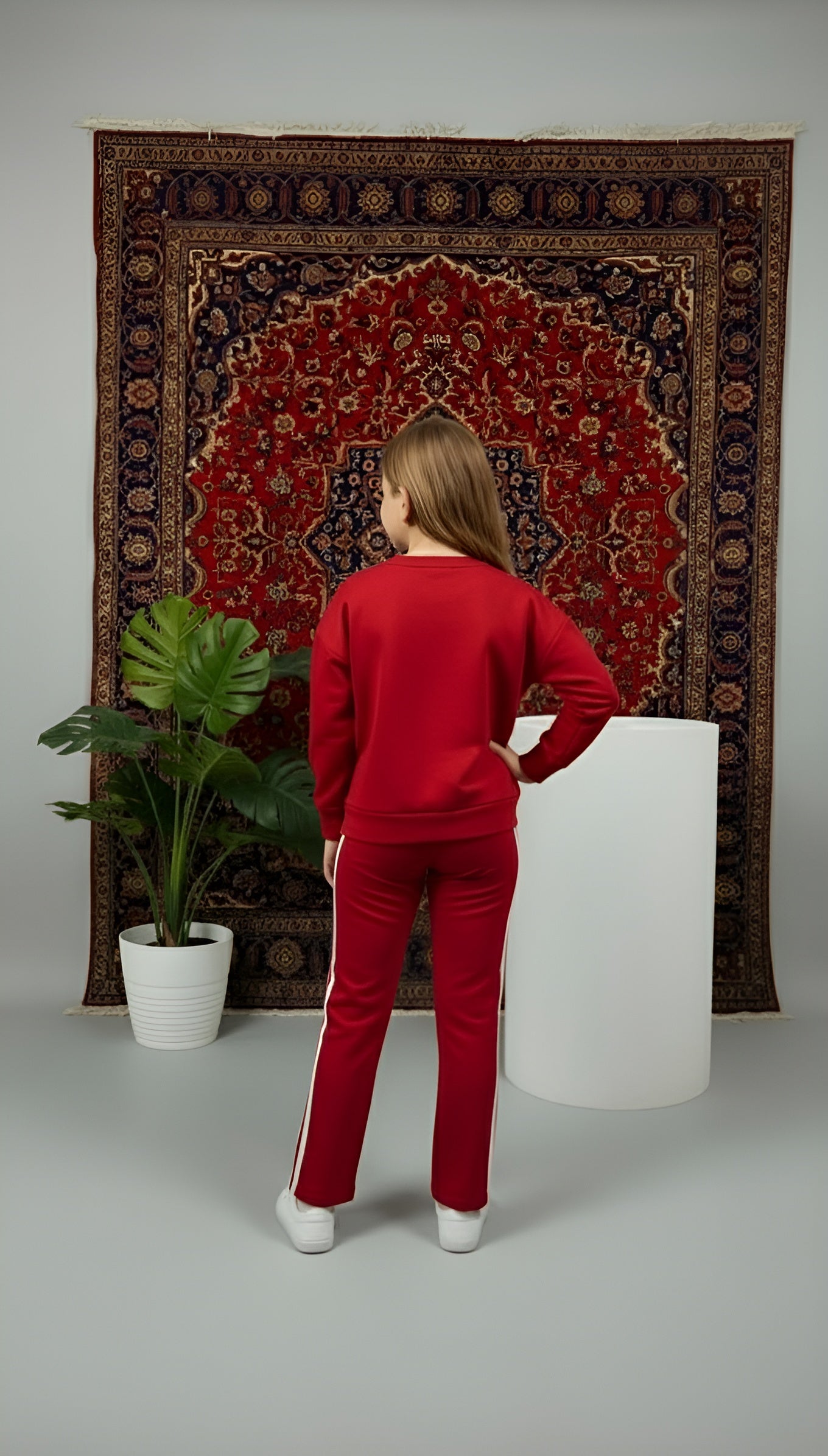 Chicago 1986 Baskılı Kız Çocuk Kırmızı İspanyol Paça Alt Üst Takım