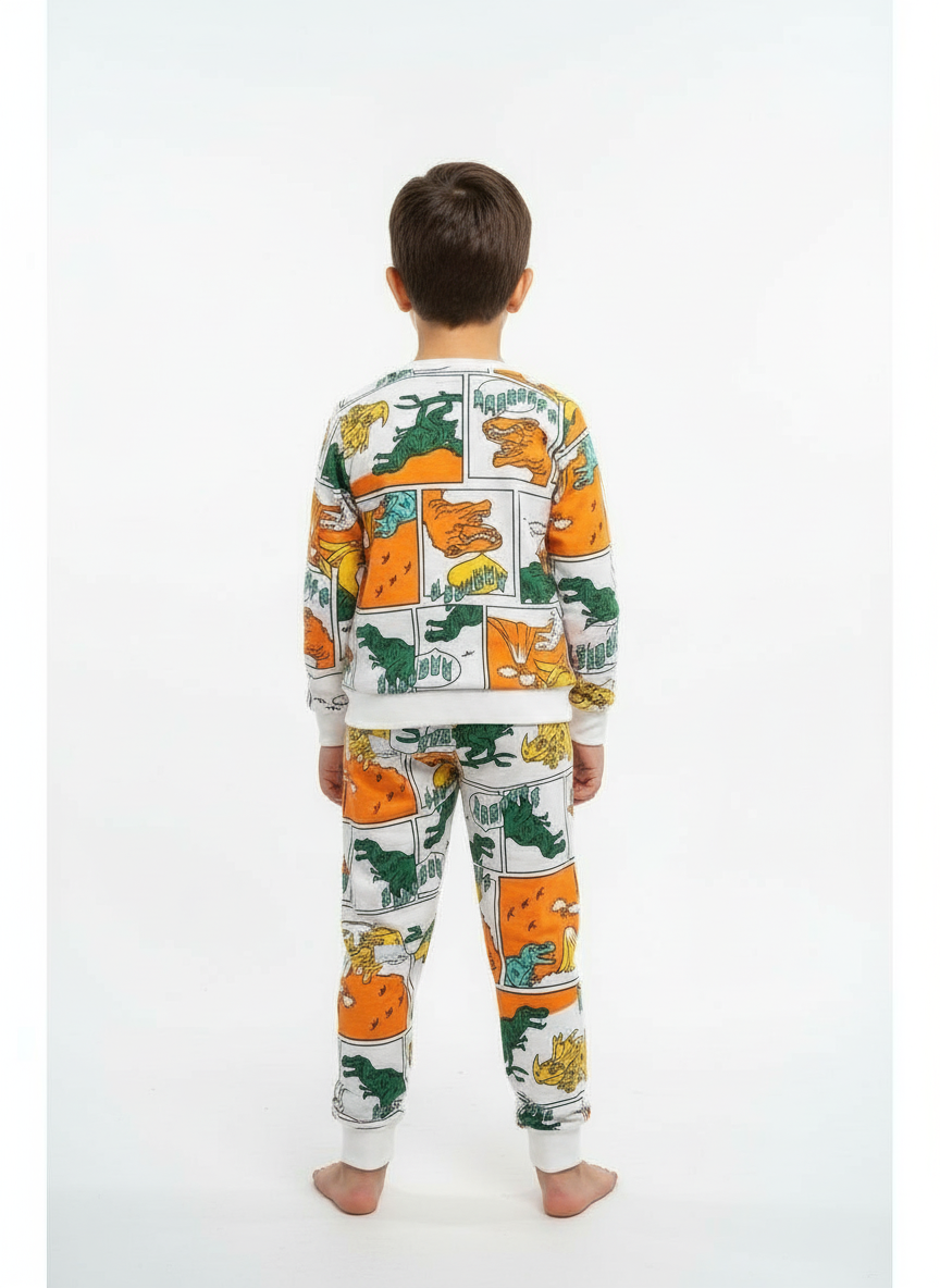 Dinozor Baskılı Erkek Çocuk Pijama Takımı – 3-7 Yaş