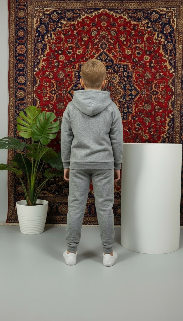 Keep Life Yazılı Kapşonlu Erkek Çocuk Gri Alt Üst Takım