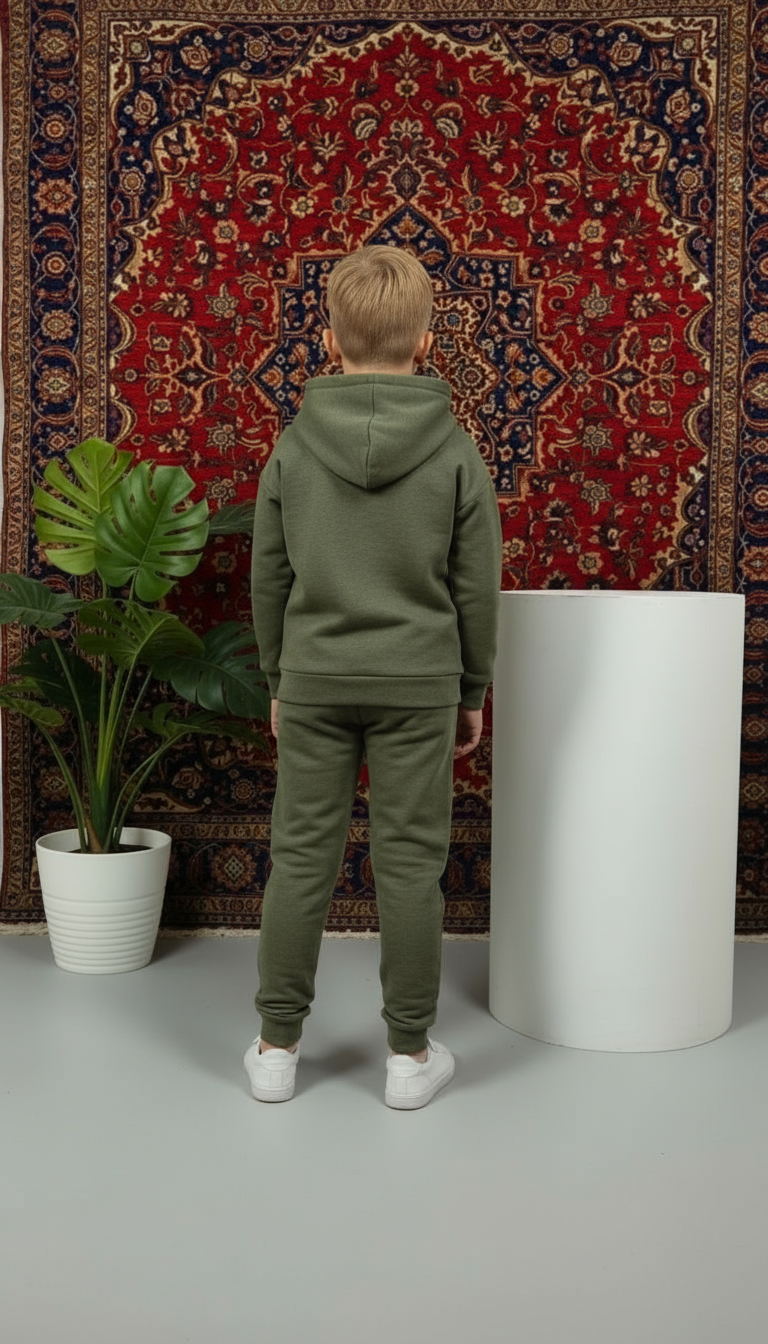 Keep Life Yazılı Kapşonlu Erkek Çocuk Haki Alt Üst Takım