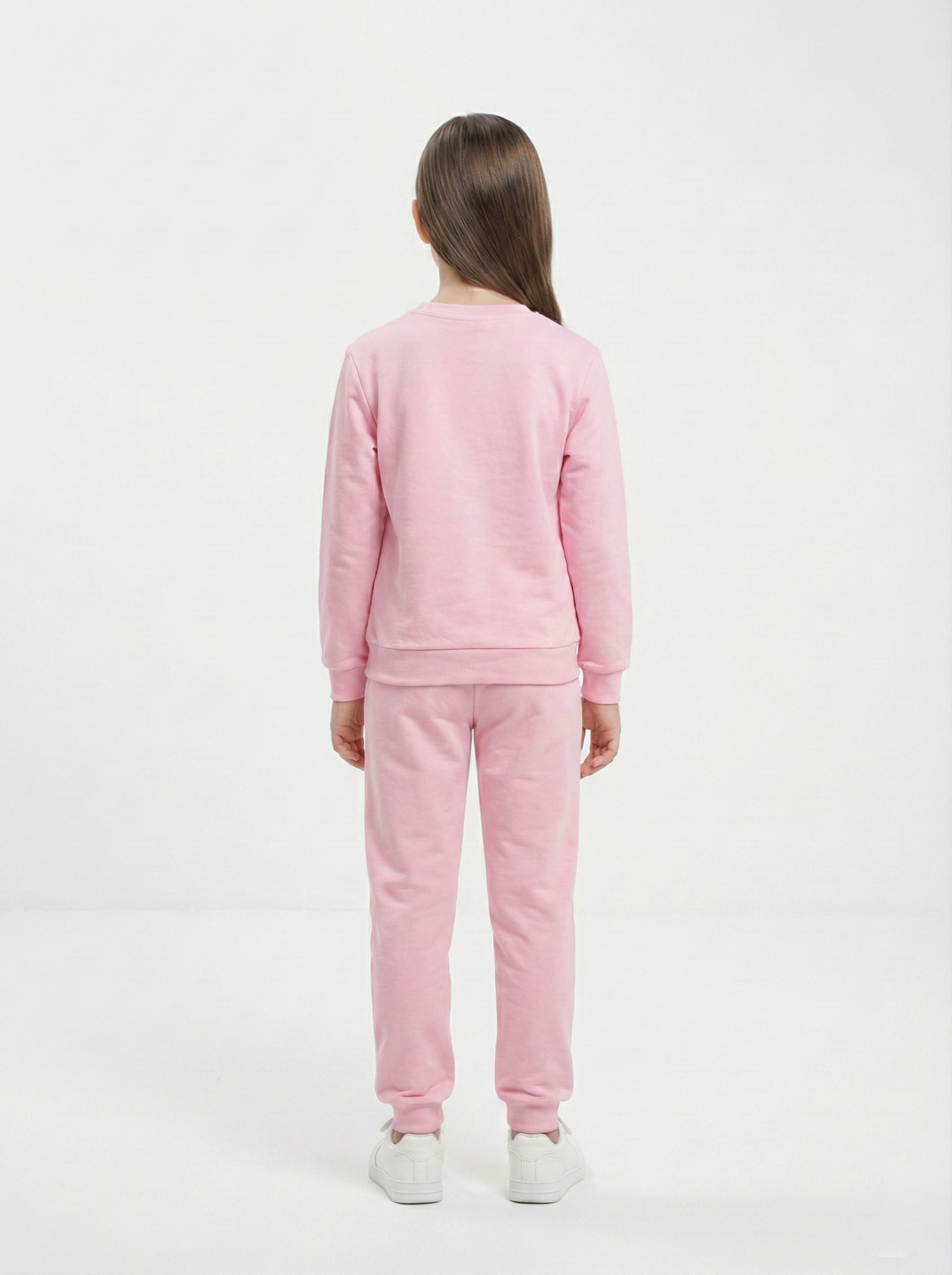 Pembe Meow Kedi Baskılı İçi Polarlı Kız Çocuk Eşofman Takımı (2-10 Yaş)