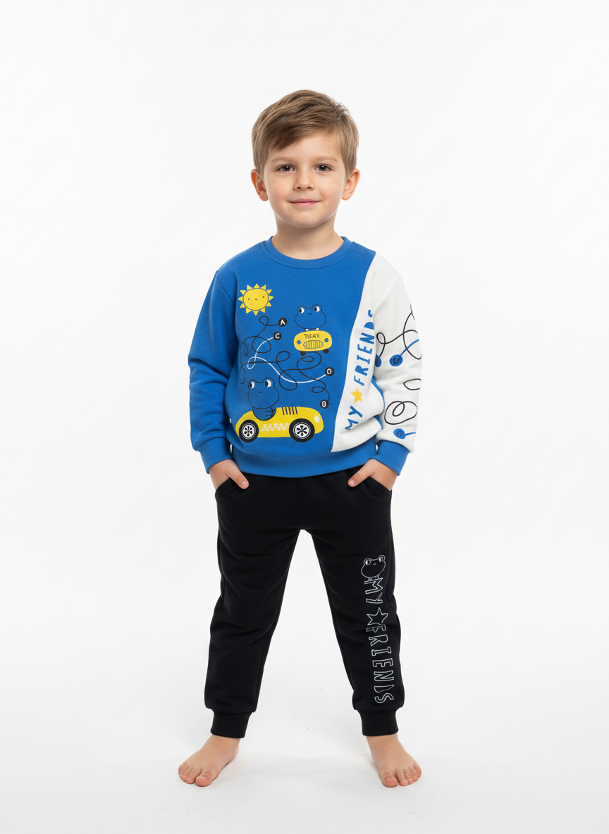 My Friends  Lacivert Baskılı Erkek Çocuk Alt Üst Takım (1-3 Yaş)