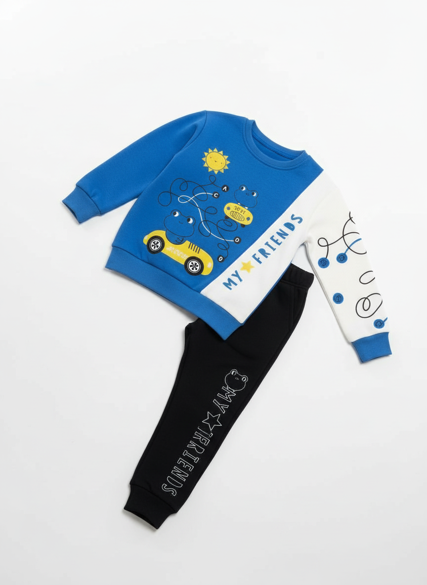 My Friends  Lacivert Baskılı Erkek Çocuk Alt Üst Takım (1-3 Yaş)