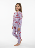 Kız Çocuk Lila Şeker Desenli Pijama Takımı (2–6 Yaş)
