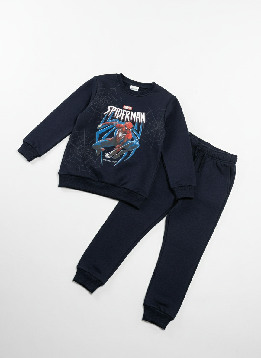 Erkek Çocuk Lacivert Örümcek Temalı Eşofman Takımı (3–11 Yaş)