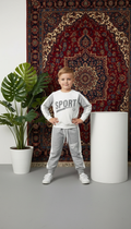 Sport Baskılı Erkek Çocuk Gri Beyaz Alt Üst Takım
