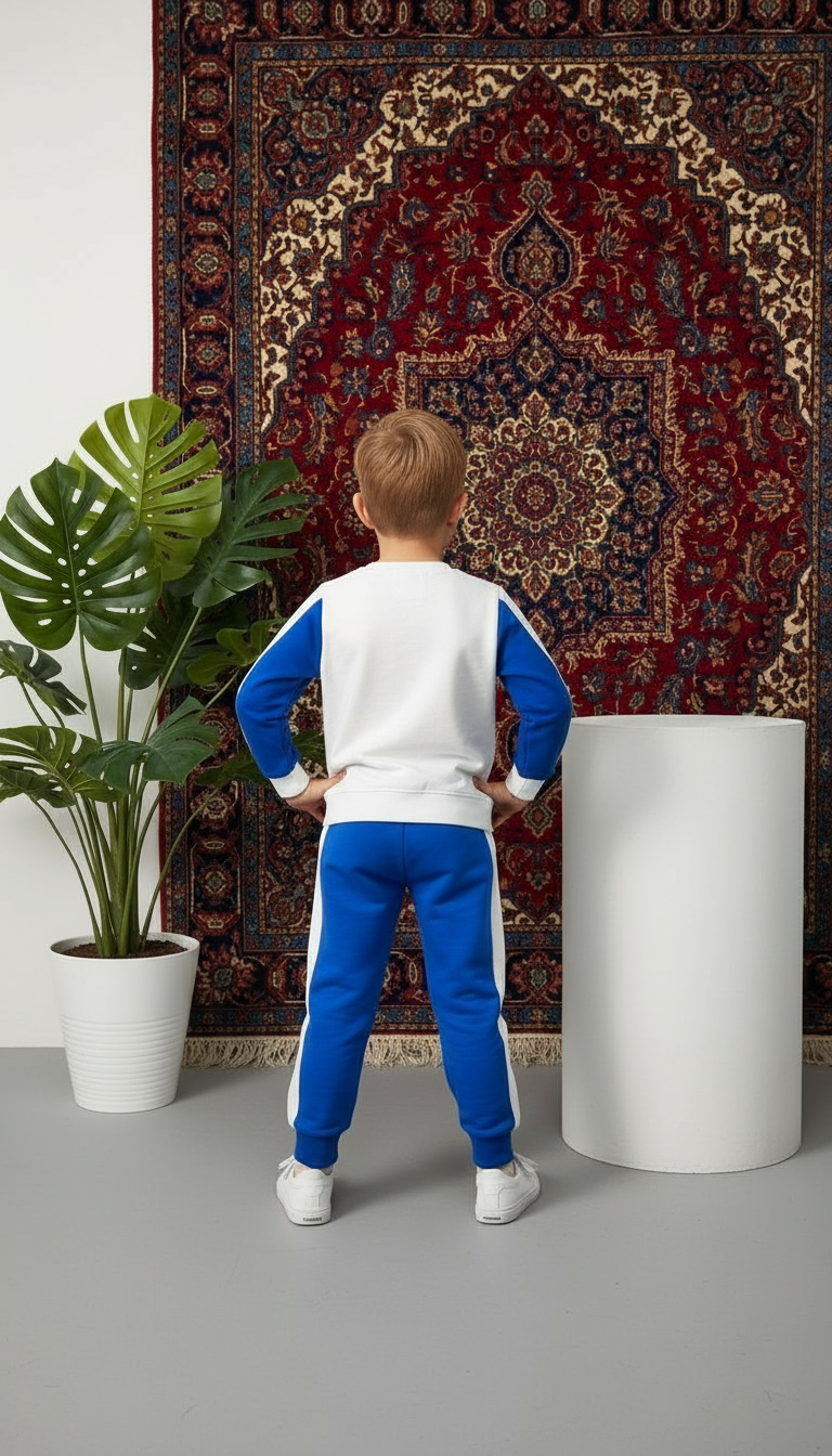 Sport Baskılı Erkek Çocuk Mavi Beyaz Alt Üst Takım