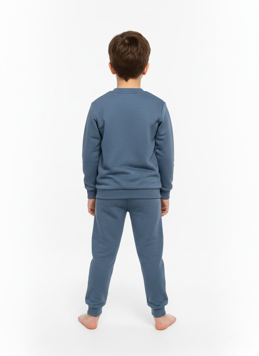 İndigo Mavi Street Baskılı İçi Polarlı Erkek Çocuk Eşofman Takımı (2-10 Yaş)