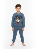 İndigo Mavi Street Baskılı İçi Polarlı Erkek Çocuk Eşofman Takımı (2-10 Yaş)