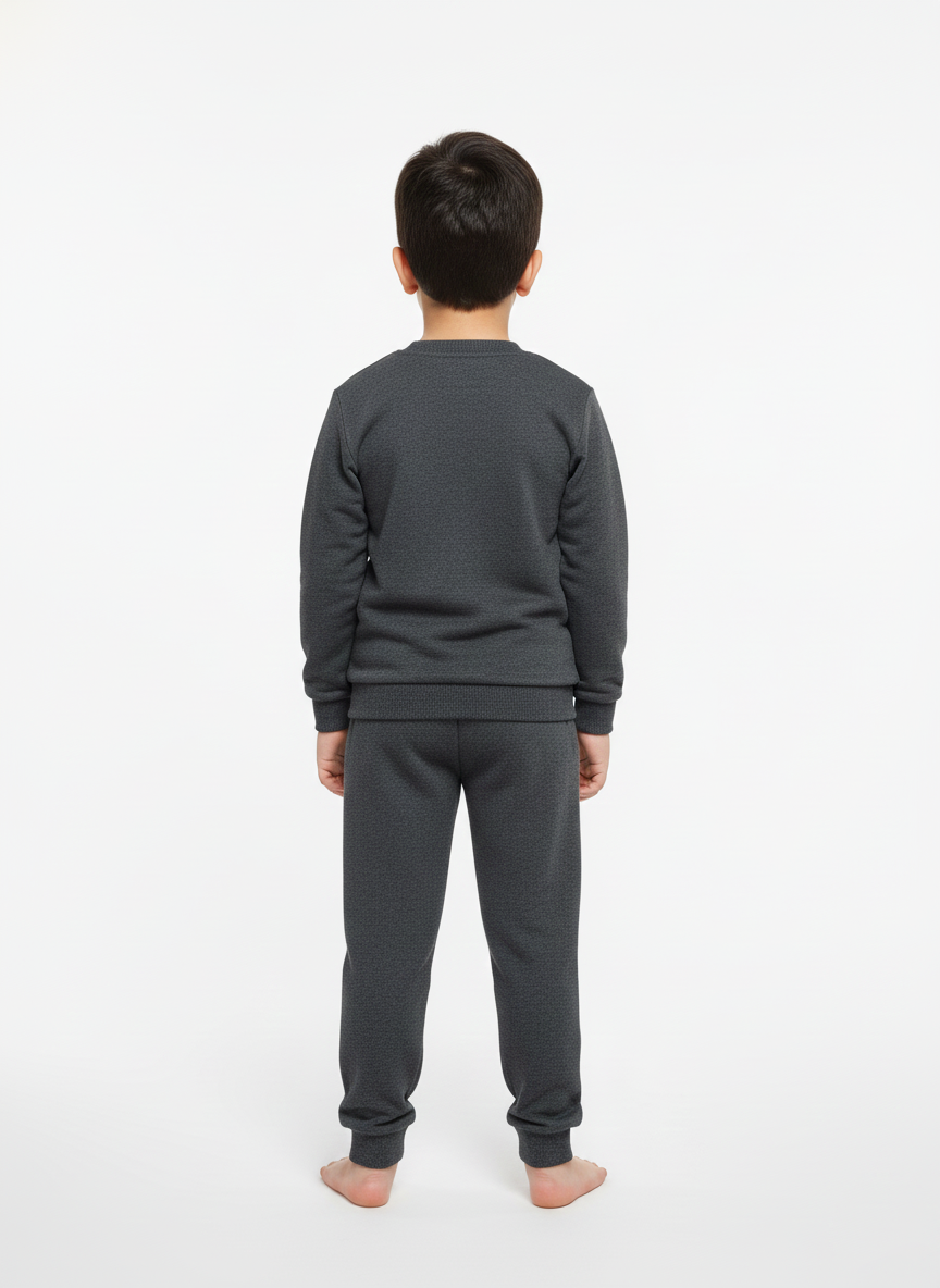 Koyu Gri Street Baskılı İçi Polarlı Erkek Çocuk Eşofman Takımı (2-10 Yaş)