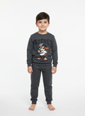 Koyu Gri Street Baskılı İçi Polarlı Erkek Çocuk Eşofman Takımı (2-10 Yaş)