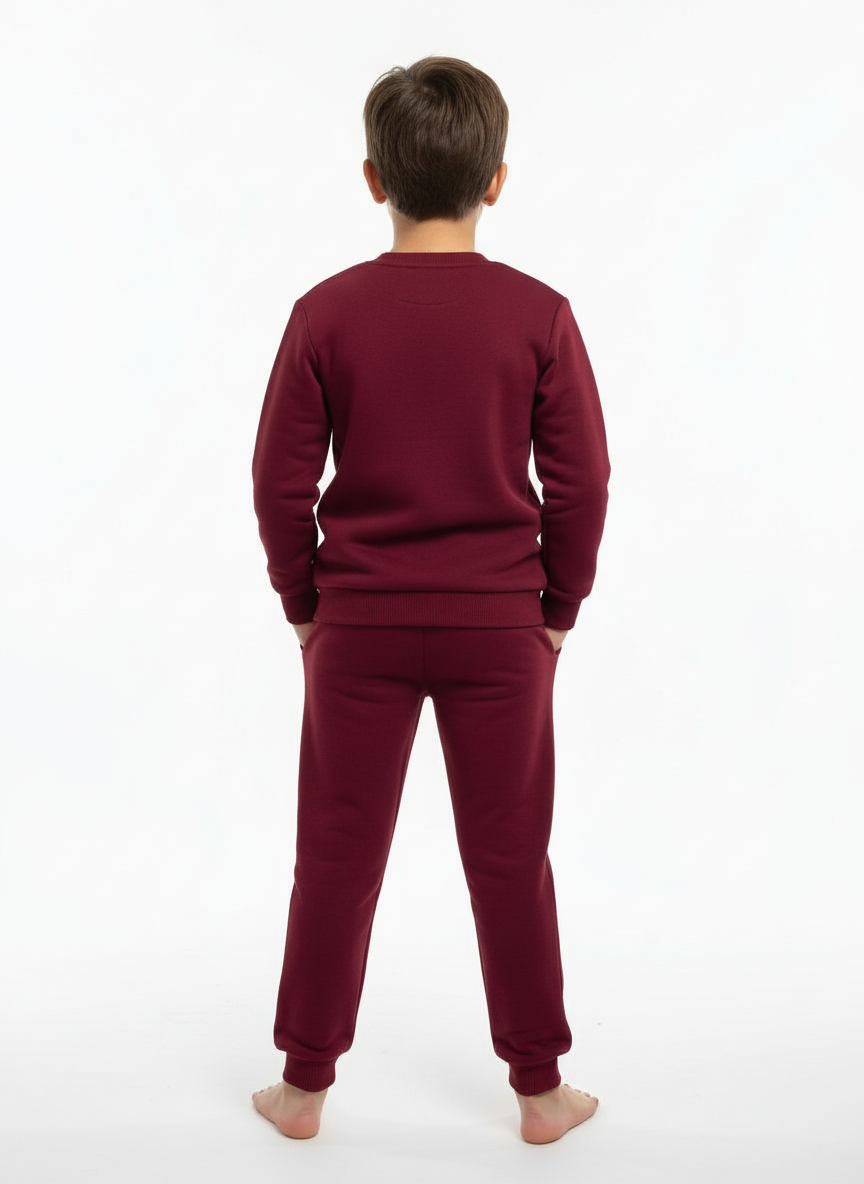 Erkek Çocuk Bordo Basketbol Temalı Eşofman Takımı (3-7 Yaş)