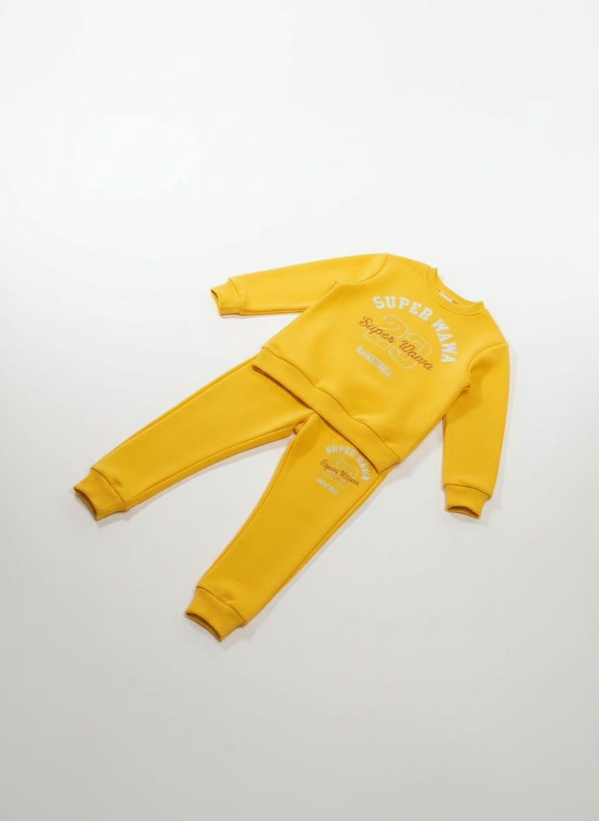 Erkek Çocuk Sarı Basketbol Temalı Eşofman Takımı (3-7 Yaş)