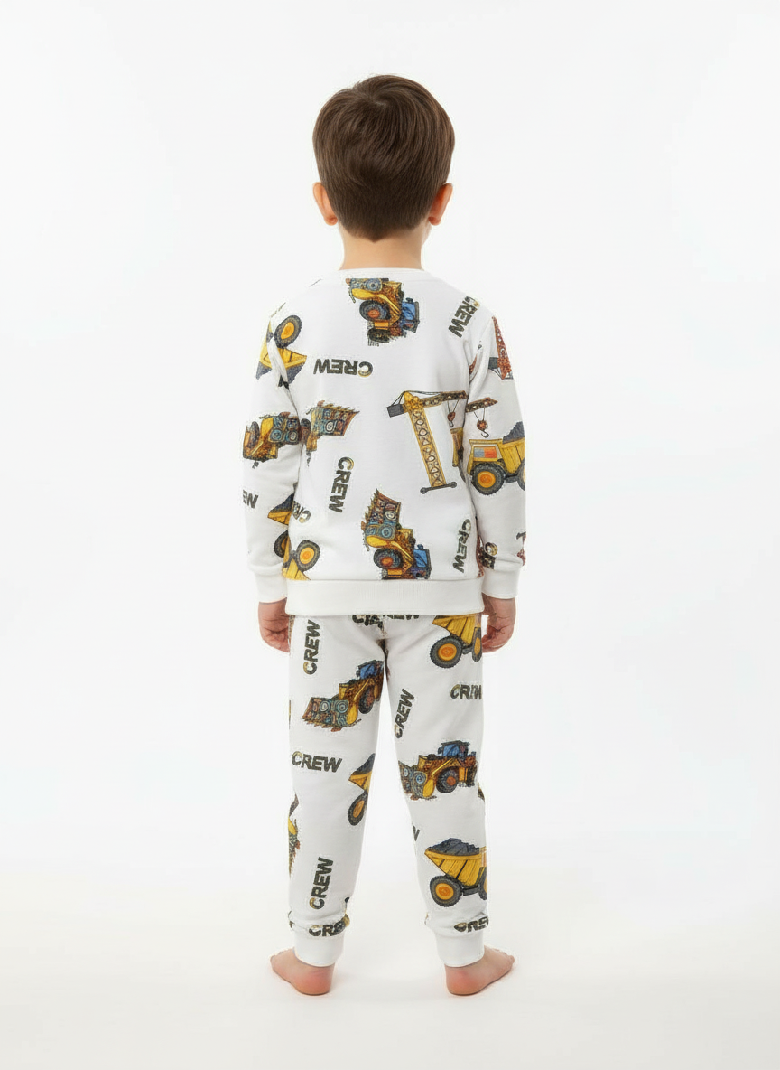 Erkek Çocuk İş Makinesi Desenli Pijama Takımı (3-7 Yaş)
